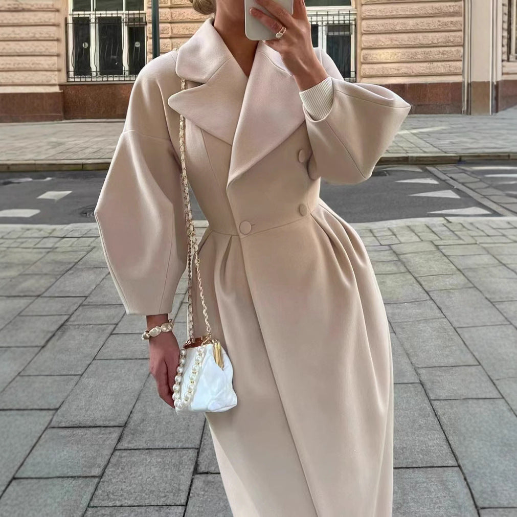 Court Style Lantern Sleeve Large Lapel Coats