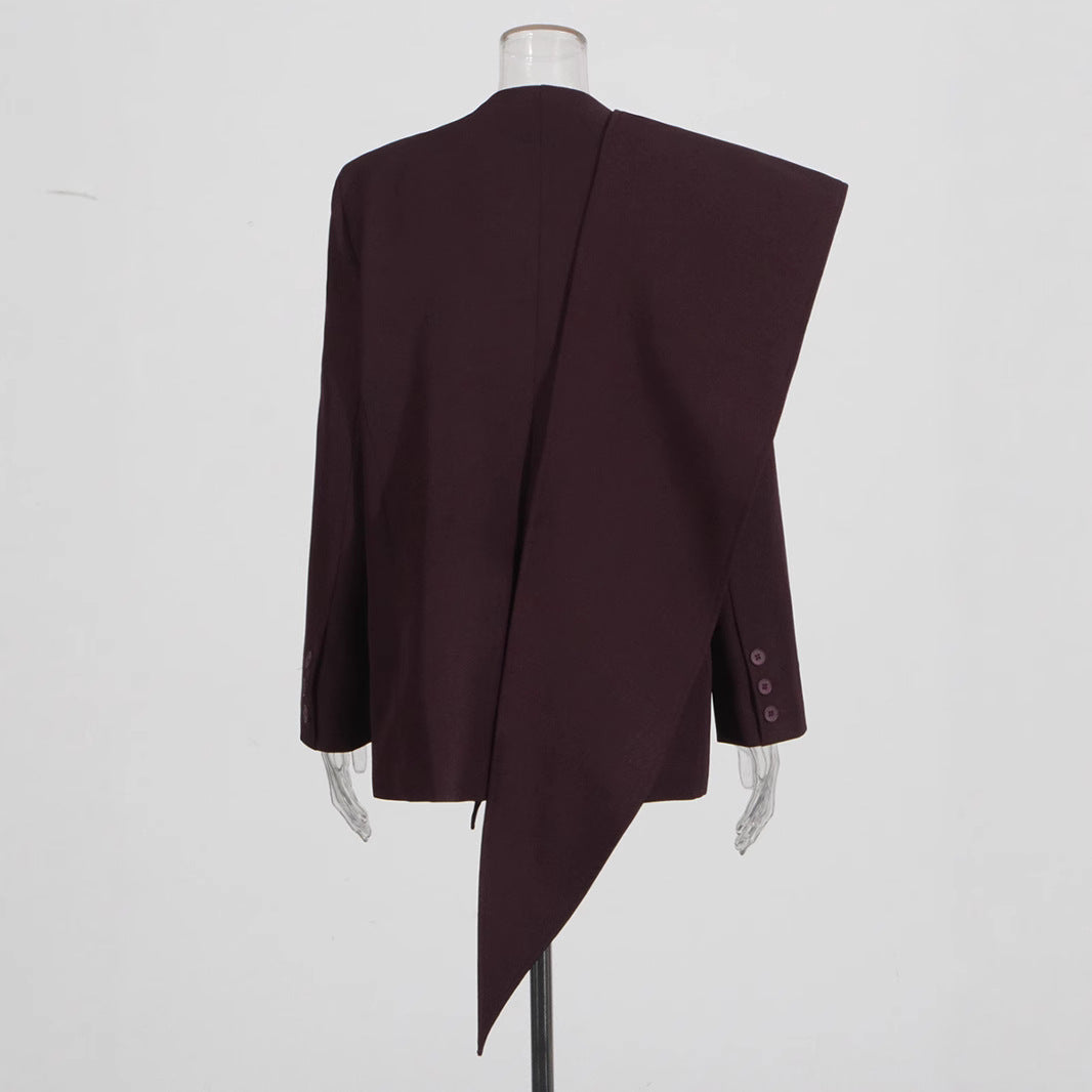 Women's High-grade Profile Shawl Ribbon One Button Blazers