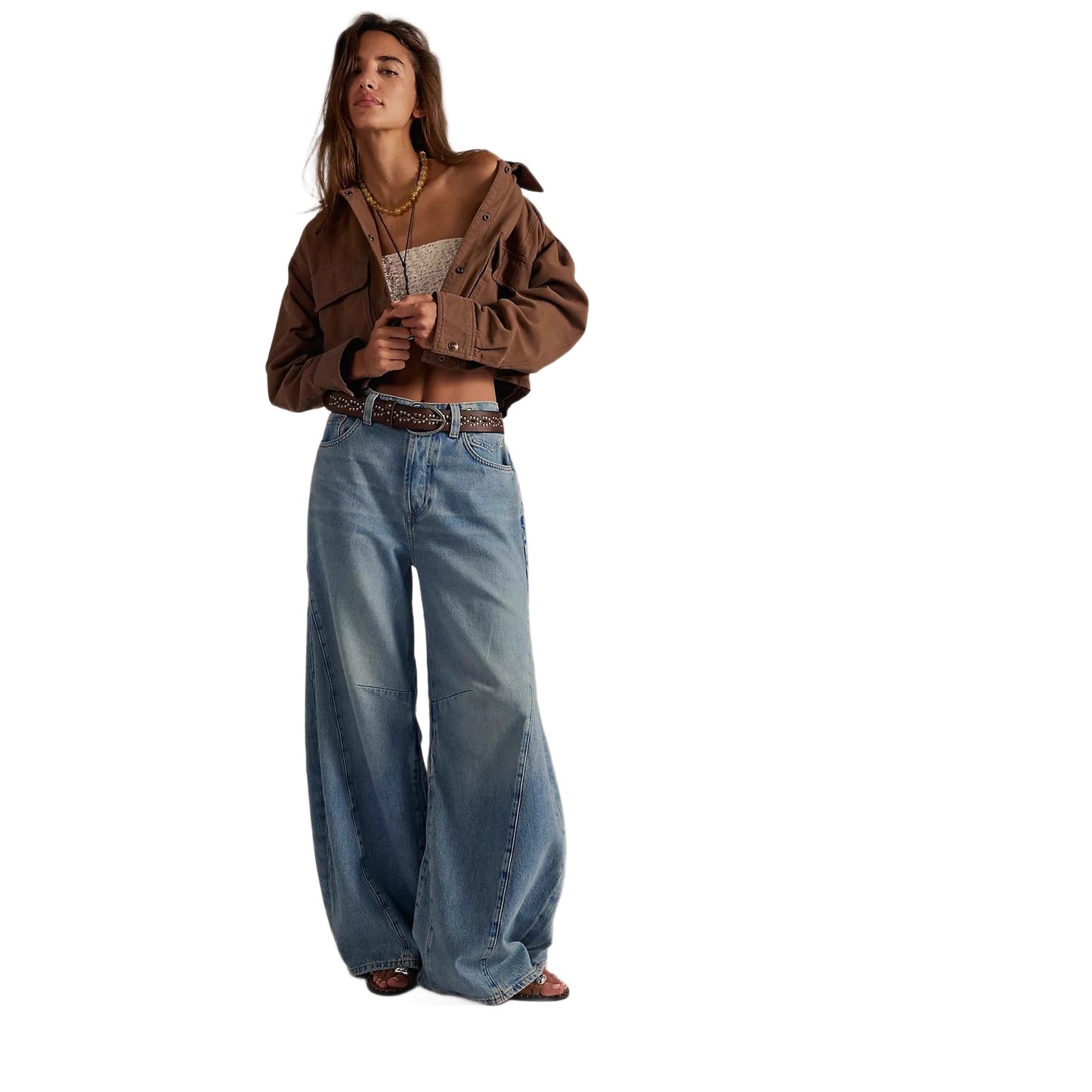 Women's Early Autumn Retro High Waist Wide Jeans
