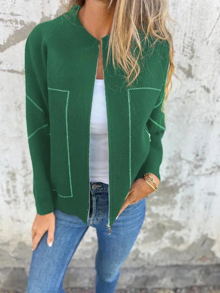 Durable Graceful Fashion Zipper Solid Color Jackets