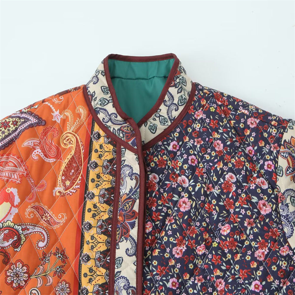 Women's Winter Vintage Printed Casual Loose Cotton Coats