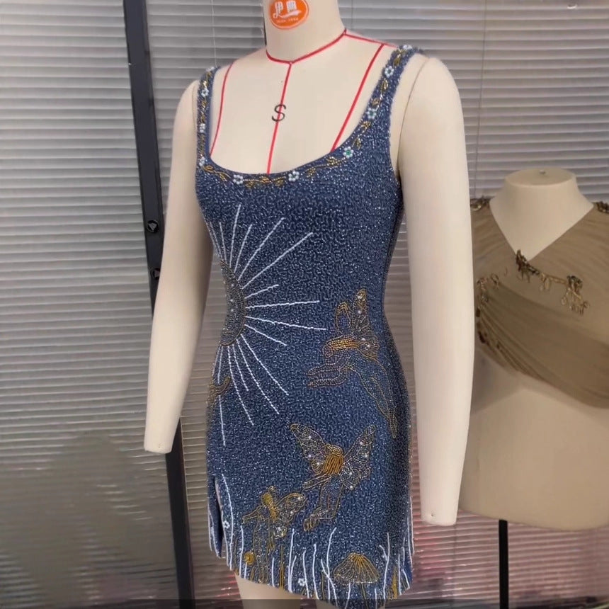 Strap Type Printed Urban Leisure Sun Dresses