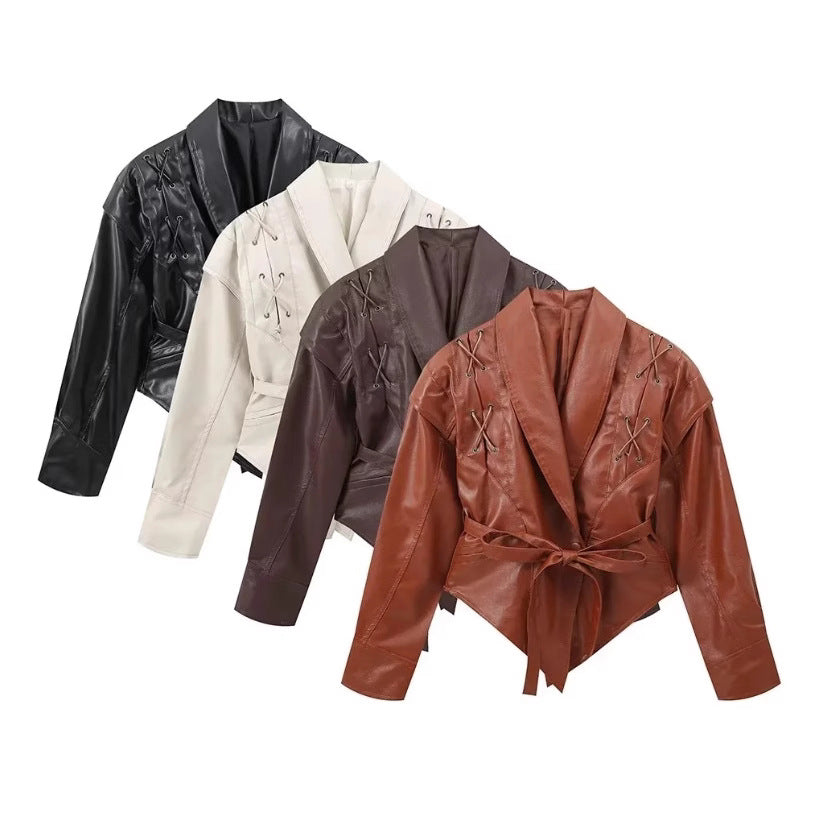 Women's Retro Imitation Leather Quality Soft Sheepskin Jackets