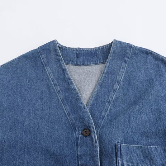 Women's Autumn Street Fashion Denim Long-sleeved Shirt Clothing