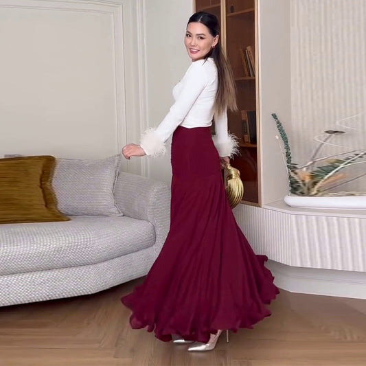 Women's Summer Ruffled High Waist Slimming Solid Skirts