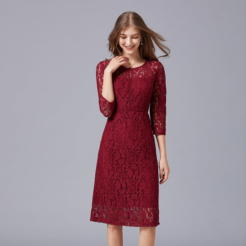 Lace Dress Fashion Simple Casual Large Dresses