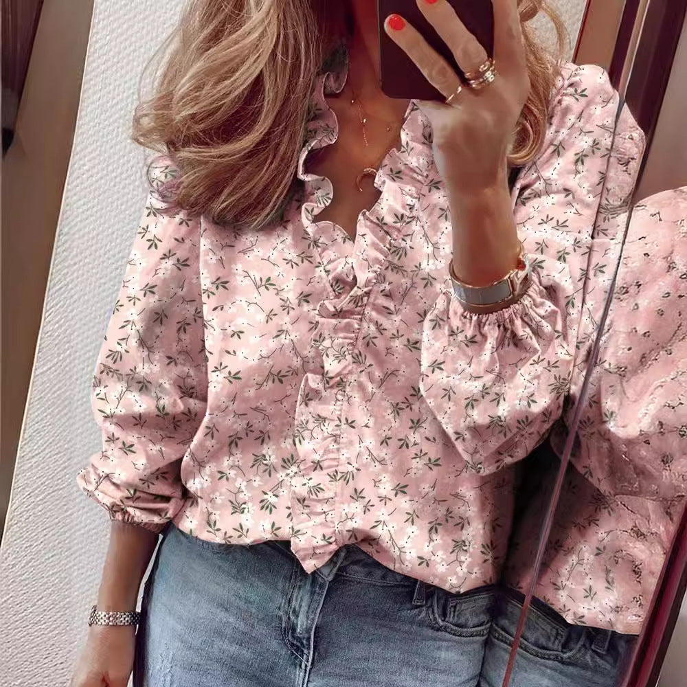 Women's Classy Comfortable Long Sleeve Ruffle Blouses
