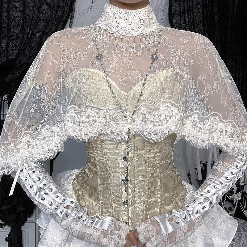 Women's Stand Collar Cape Gothic Style Pure Blouses