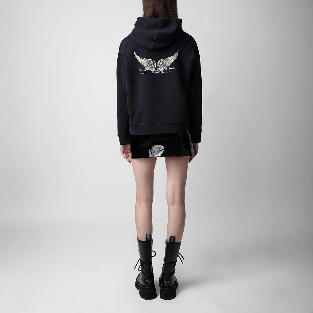Back Wings Chalk Digital Printing Fleece Sweaters