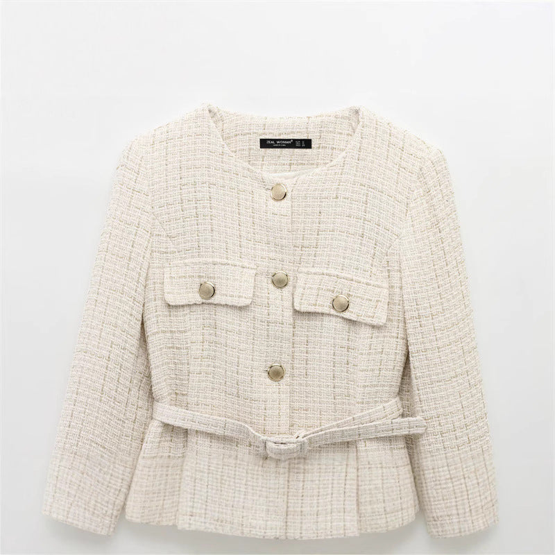 Women's Durable Fashion Casual Belt Texture Blazers