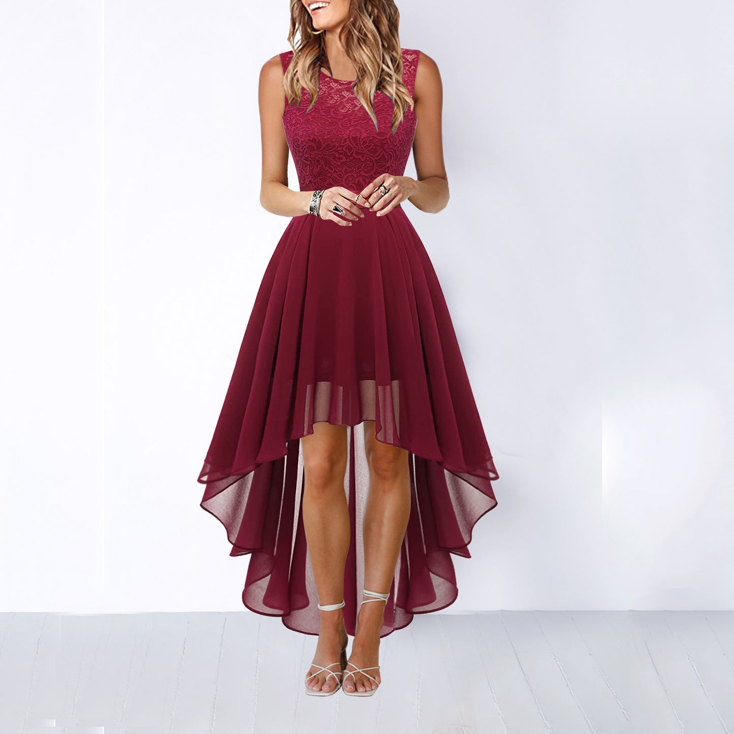 Charming Cinched Chiffon Dress Dinner Lace Dresses