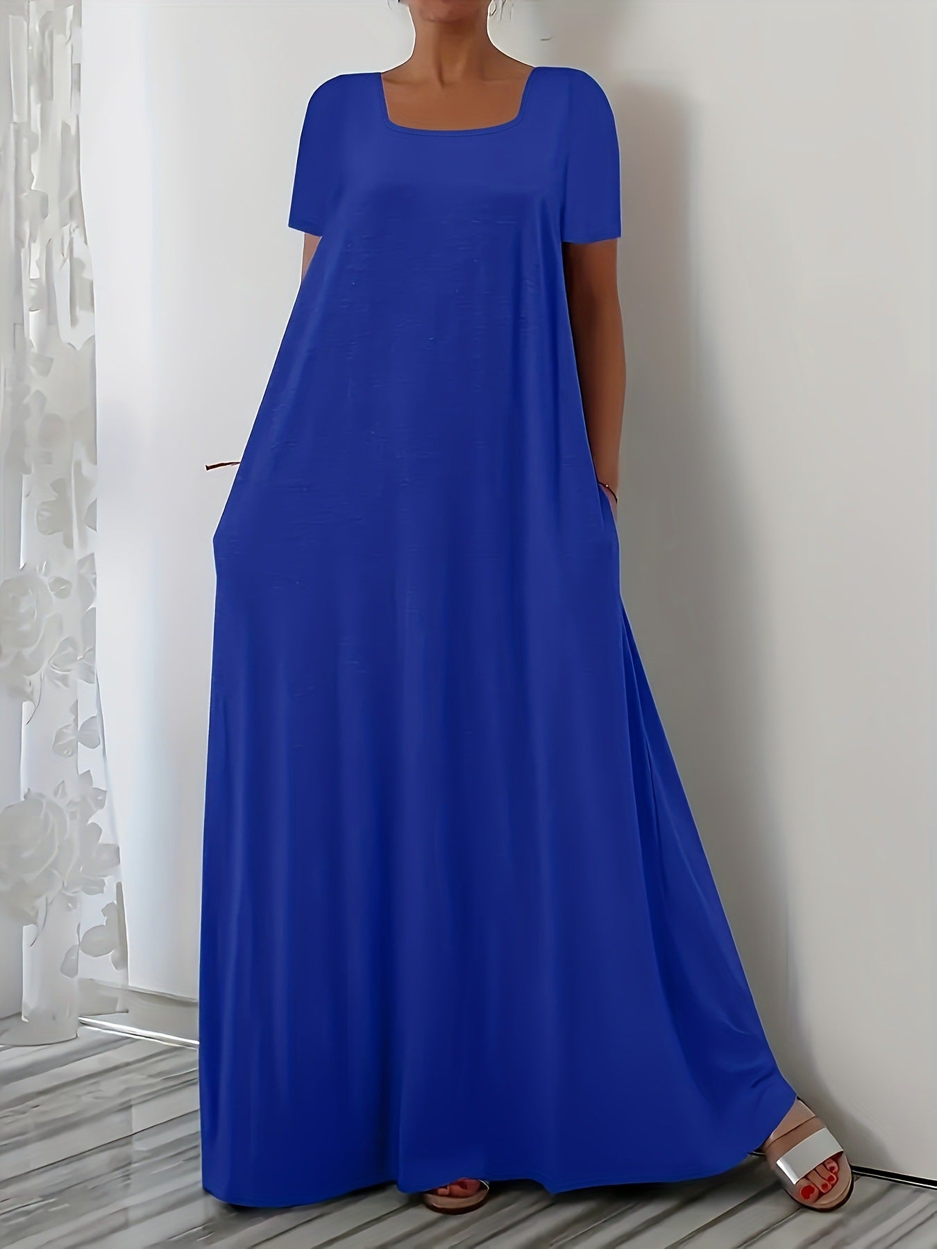 Dress Casual Loose Sleeves Solid Color Dresses