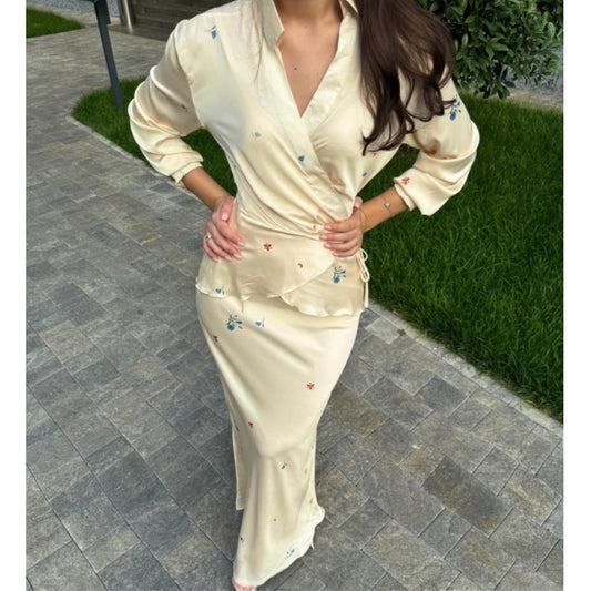 Women's Fashion Elegant Satin Long Sleeve Tops