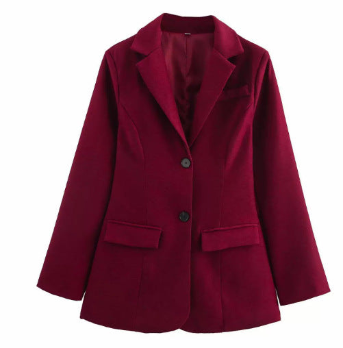 Women's Color Single-breasted Lapel Long Sleeve Slim Suits