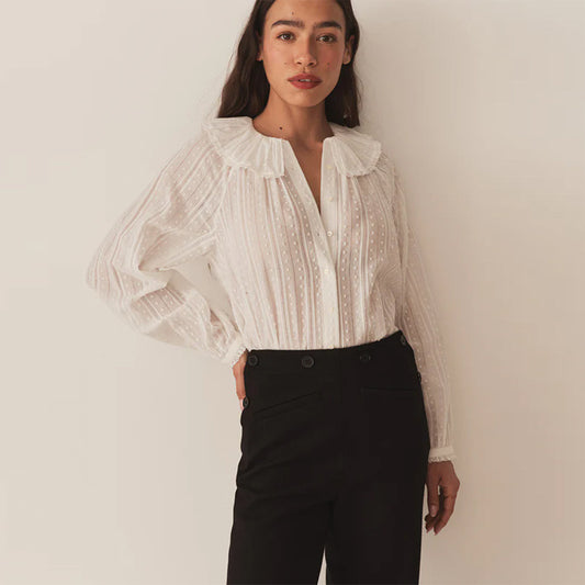 Lapel Doll Collar Cotton Loose Shirt Blouses