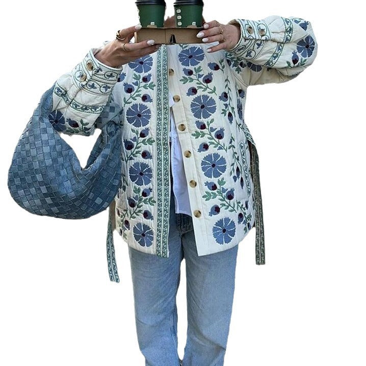 Stylish Glamorous Single-breasted Long Sleeve Printed Coats