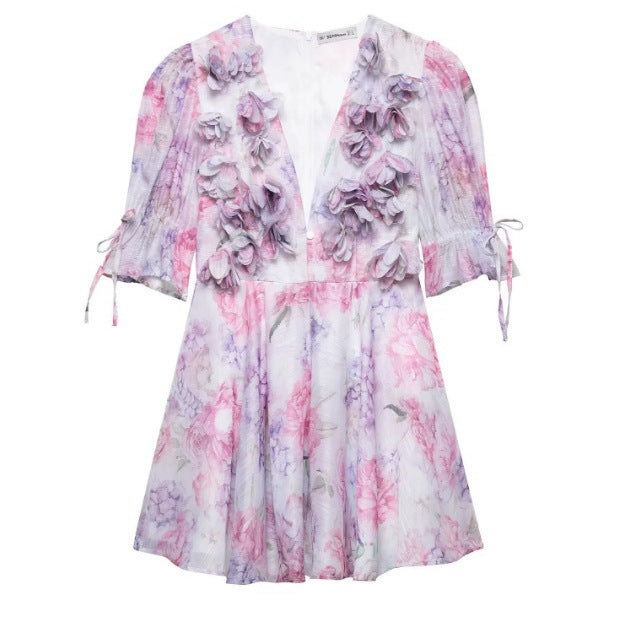 Women's Three-dimensional Petals Decorative Waist Princess Dress Dresses