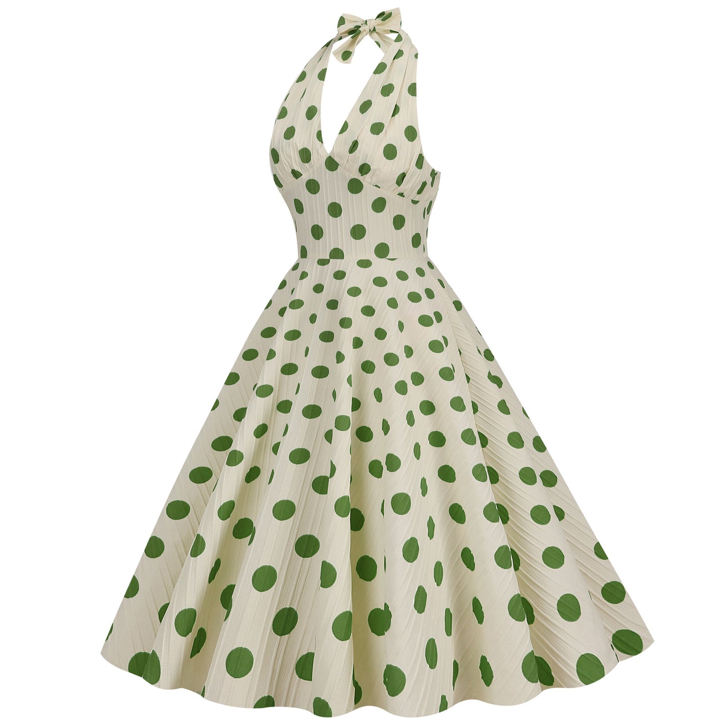 Women's Retro Hepburn Style High Waist Polka-dot Dresses