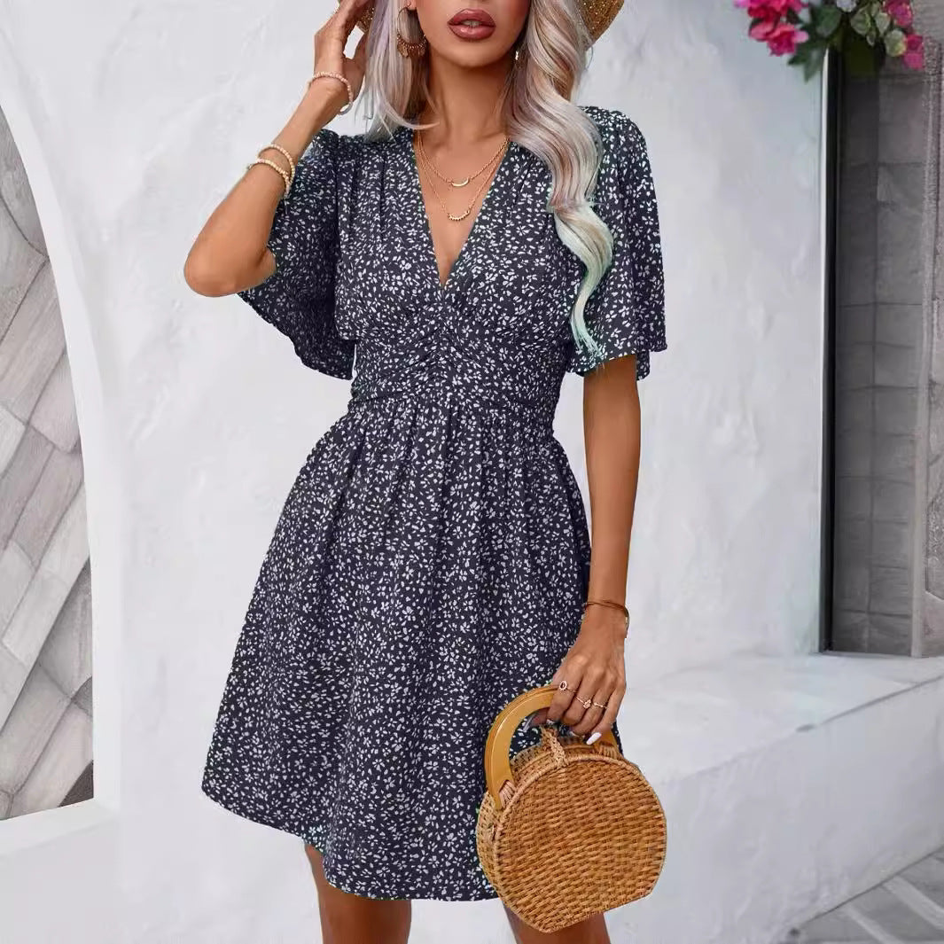 Summer Ruffle Sleeve Smocking Small Floral Dresses
