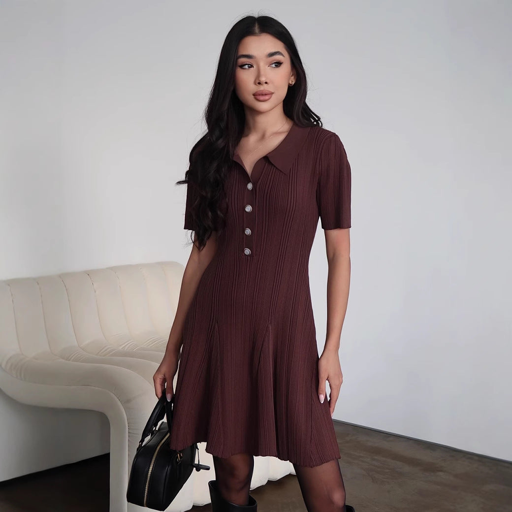 Dress Knitted High Waist Umbrella Elegant Dresses