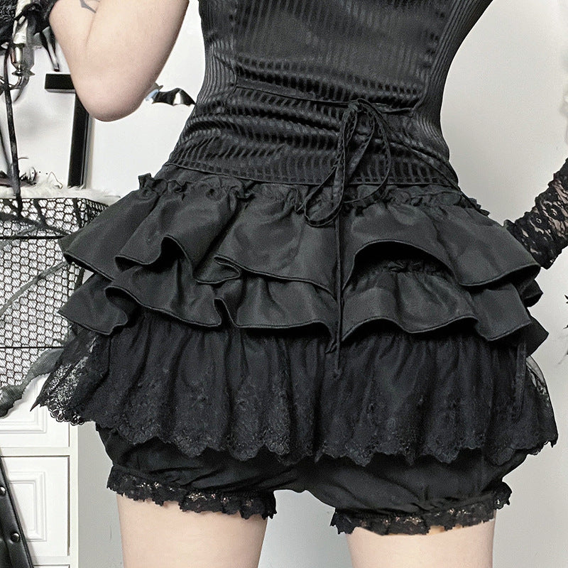 Women's Dark Goth Style Lace Pumpkin Culottes Skirts