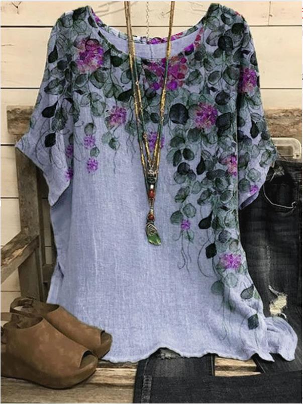 Women's Casual Loose Fashion Sleeve Elements Printed Blouses