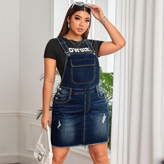 Women's Fashion Versatile Comfortable Denim Suspender Dresses