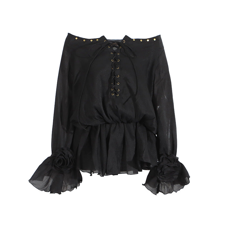 Women's Beautiful Spring Strap Patchwork Ruffled Flowers Dresses