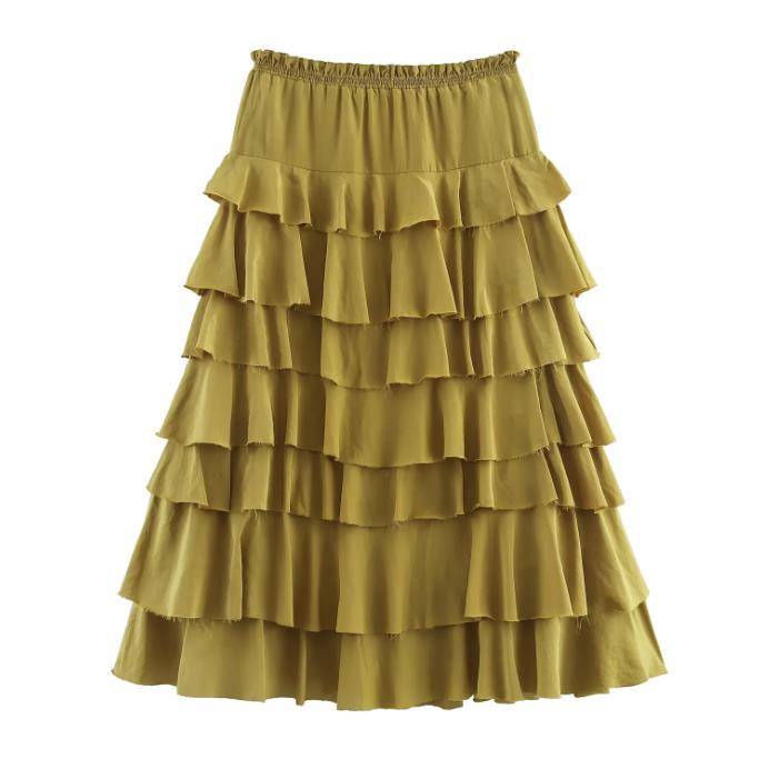 Women's Casual Versatile Laminated Decoration Midi Skirts