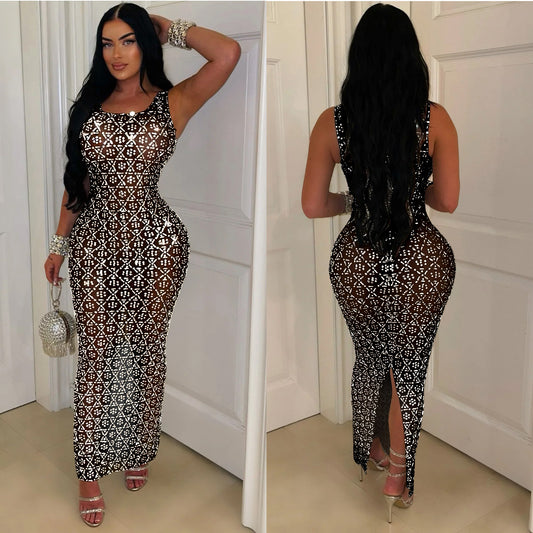 Women's Fashion Wear Sexy Mesh Dress Long Dresses