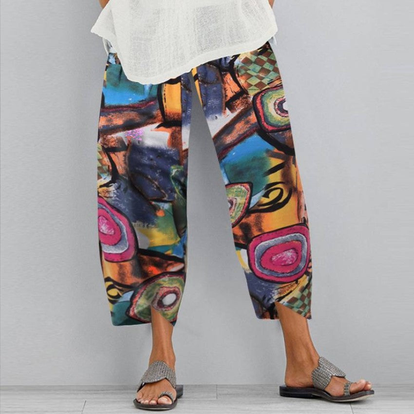 Women's Printed Fashion Loose Pockets Casual Pants