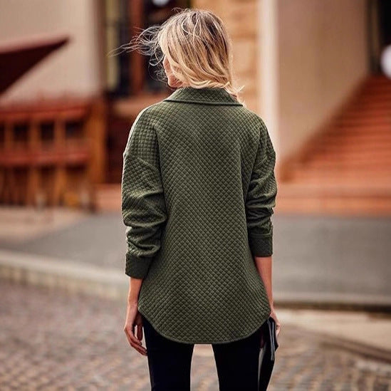 Women's Fashionable Solid Color Diamond Pocket Lightweight Cardigans