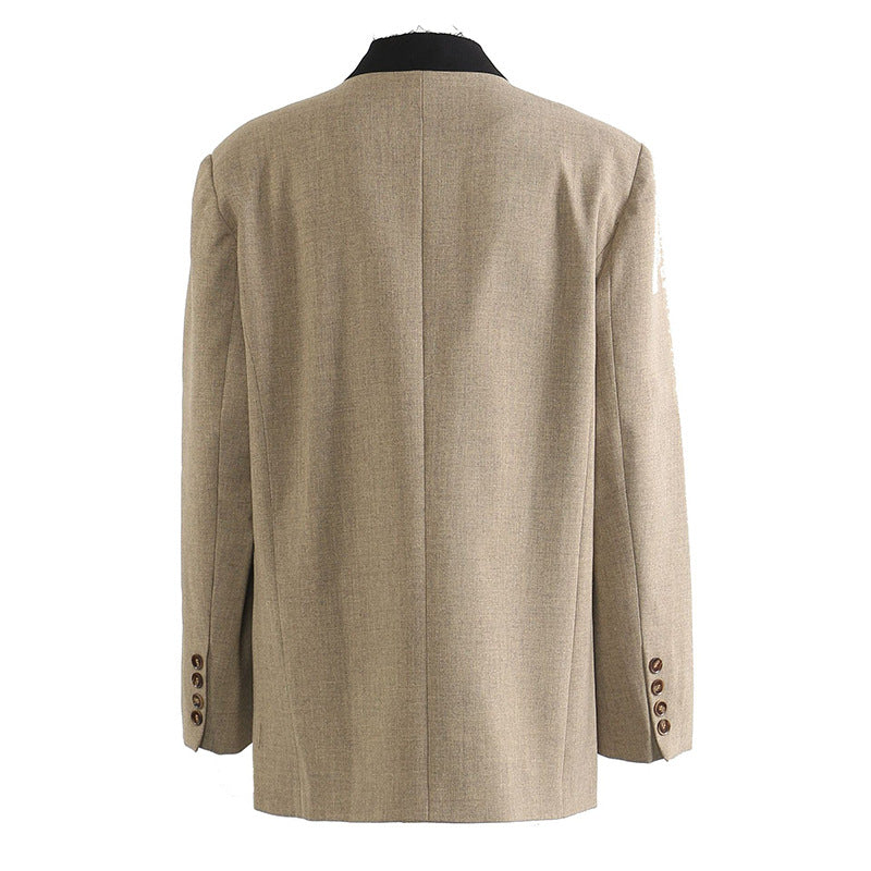 Commute Style Long Sleeve Color Matching Coats