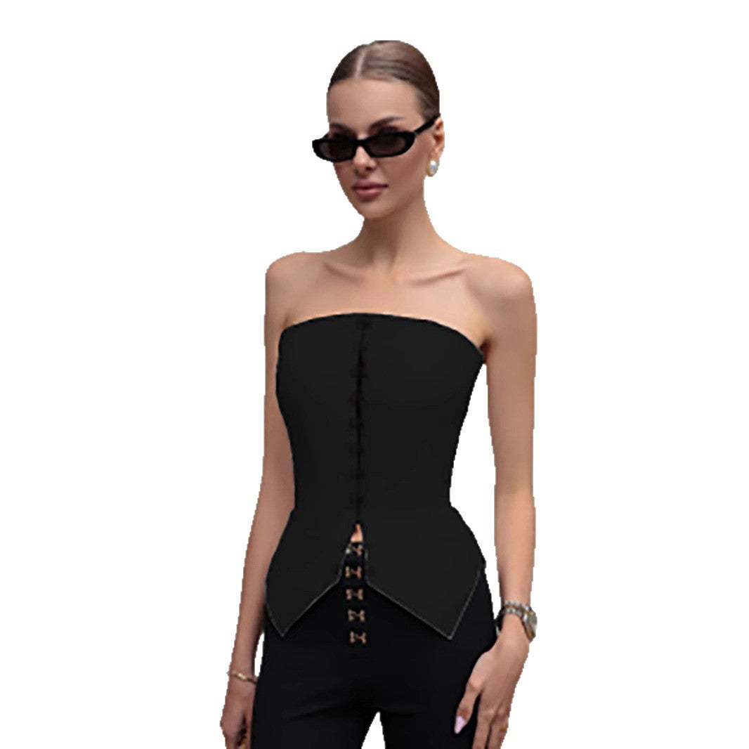 Women's Bra Summer Metal Buckle Sleeveless Sexy Tops