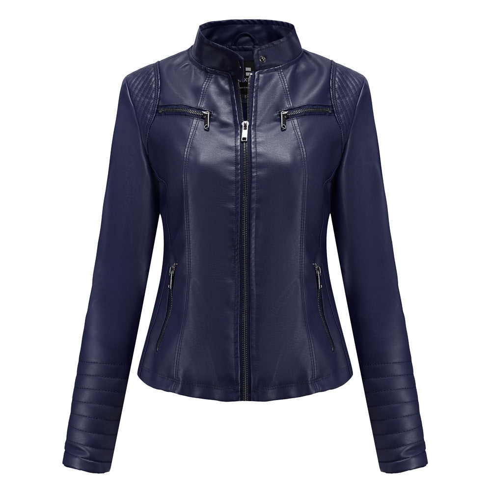 Women's Leather Thin Motorcycle European Chic Jackets