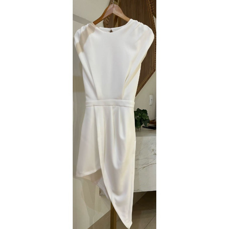 Women's Solid Color Round Neck Sleeveless Design Dresses