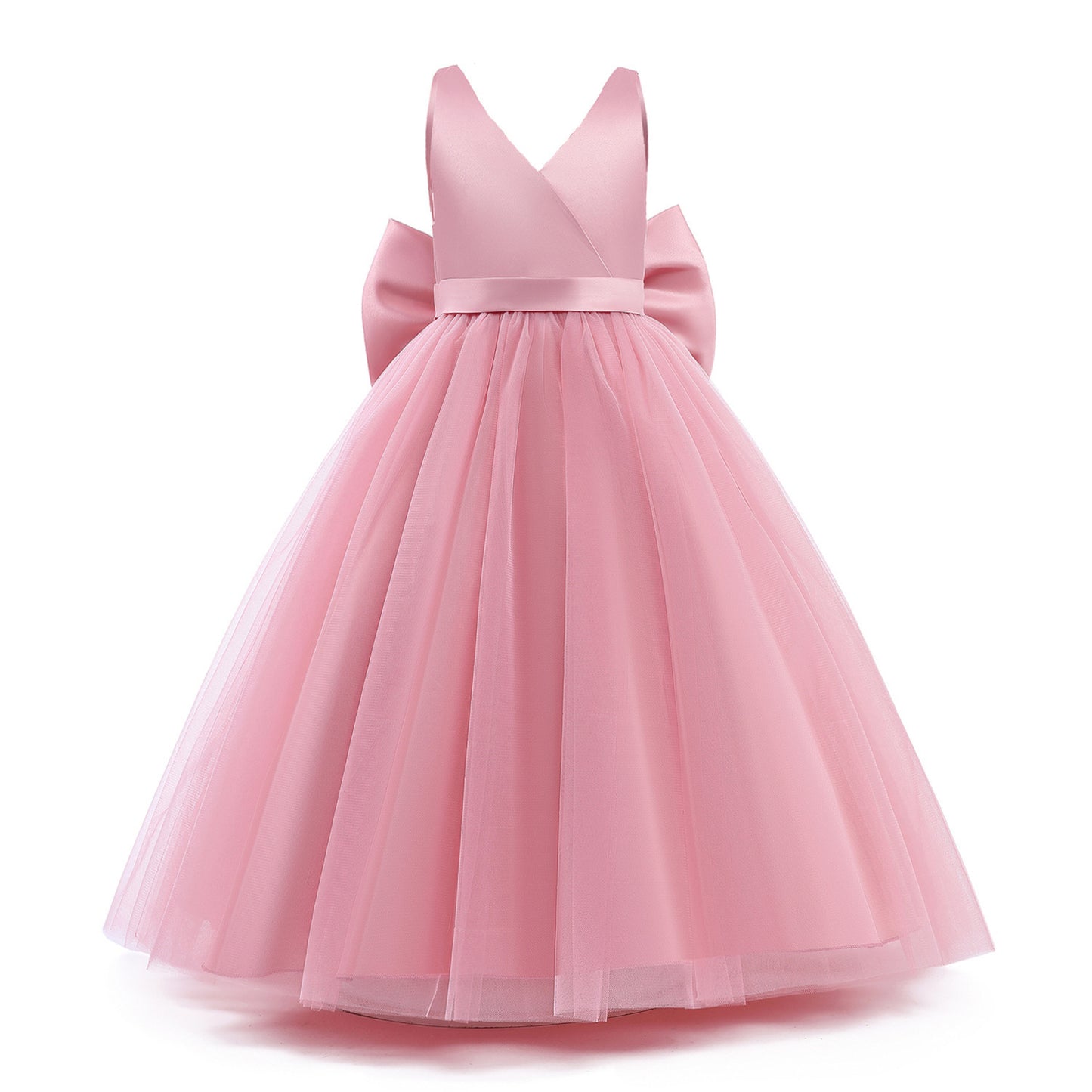 Children's Sleeveless Satin Mesh Birthday Performance Puffy Dresses