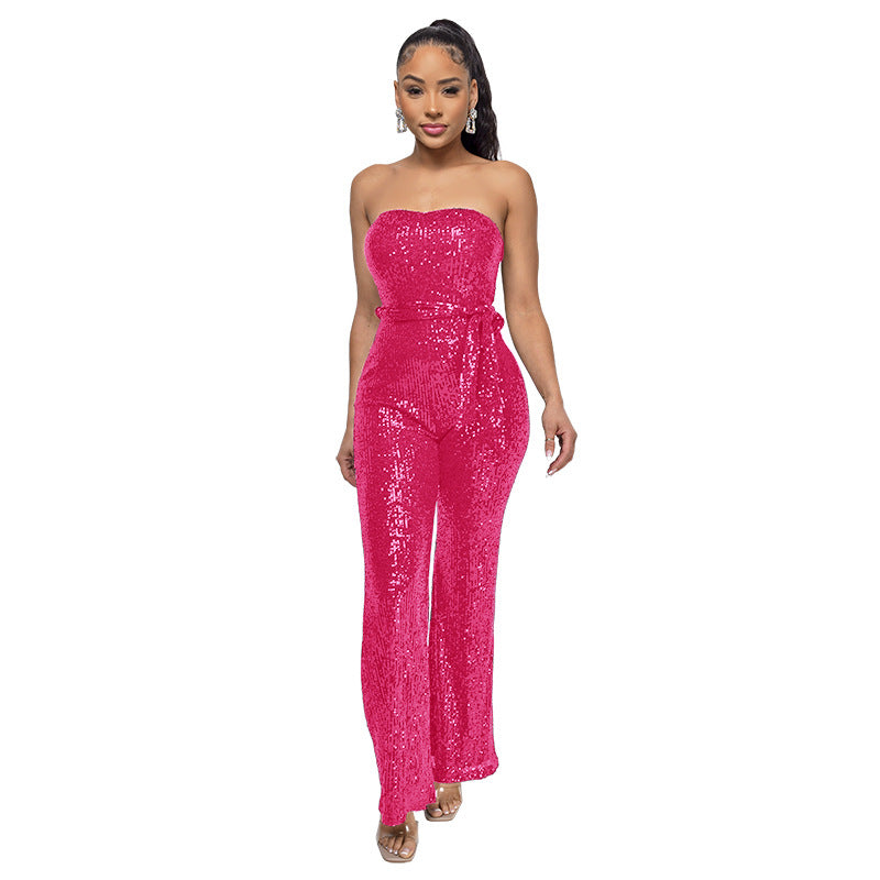 Women's Tube Sequined Sleeveless Hot Sling Jumpsuits
