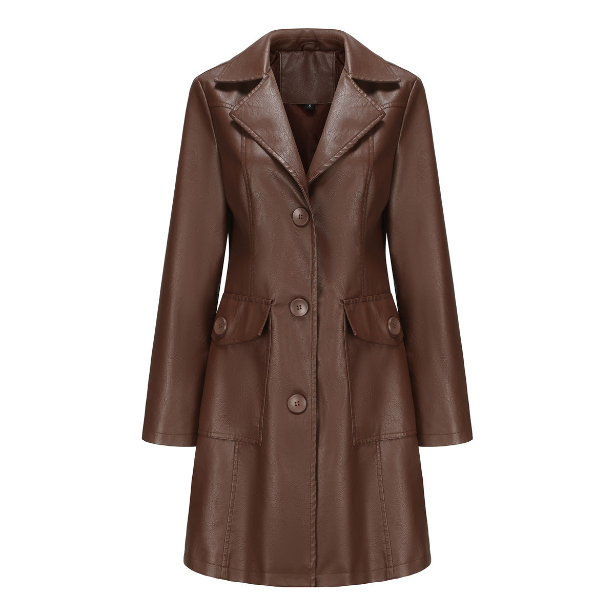 Long Leather Sleeve Wind Fashion British Female Lapel Jackets