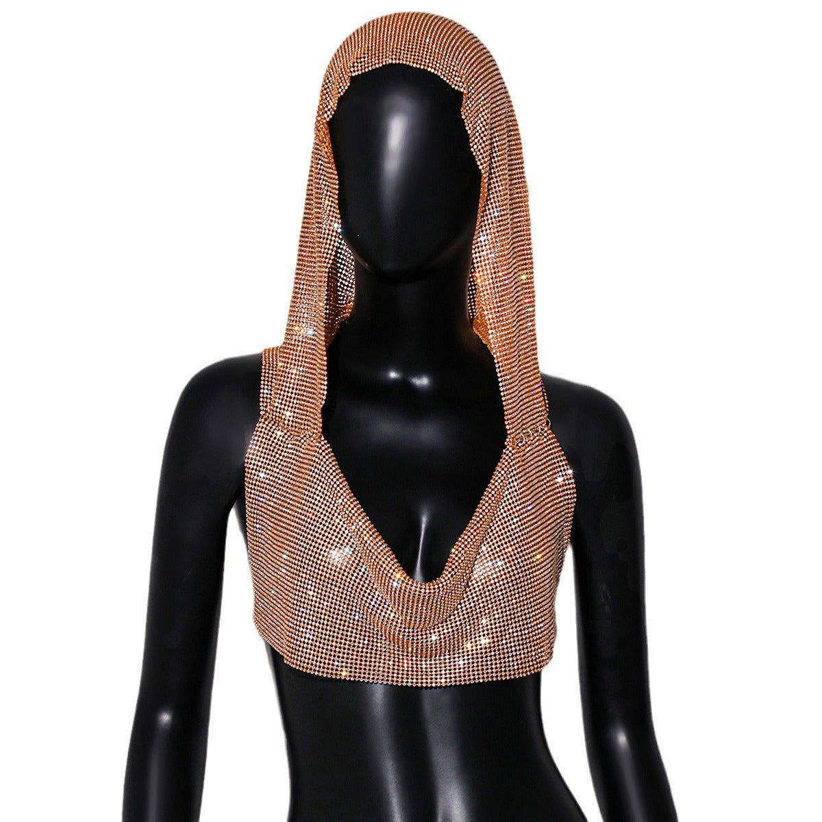 Women's Metal Sequins Hooded Street Hot Sexy Tops