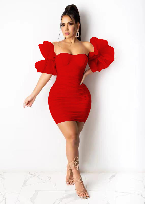Women's Sexy Irregular Sleeve Dress Cute Dresses