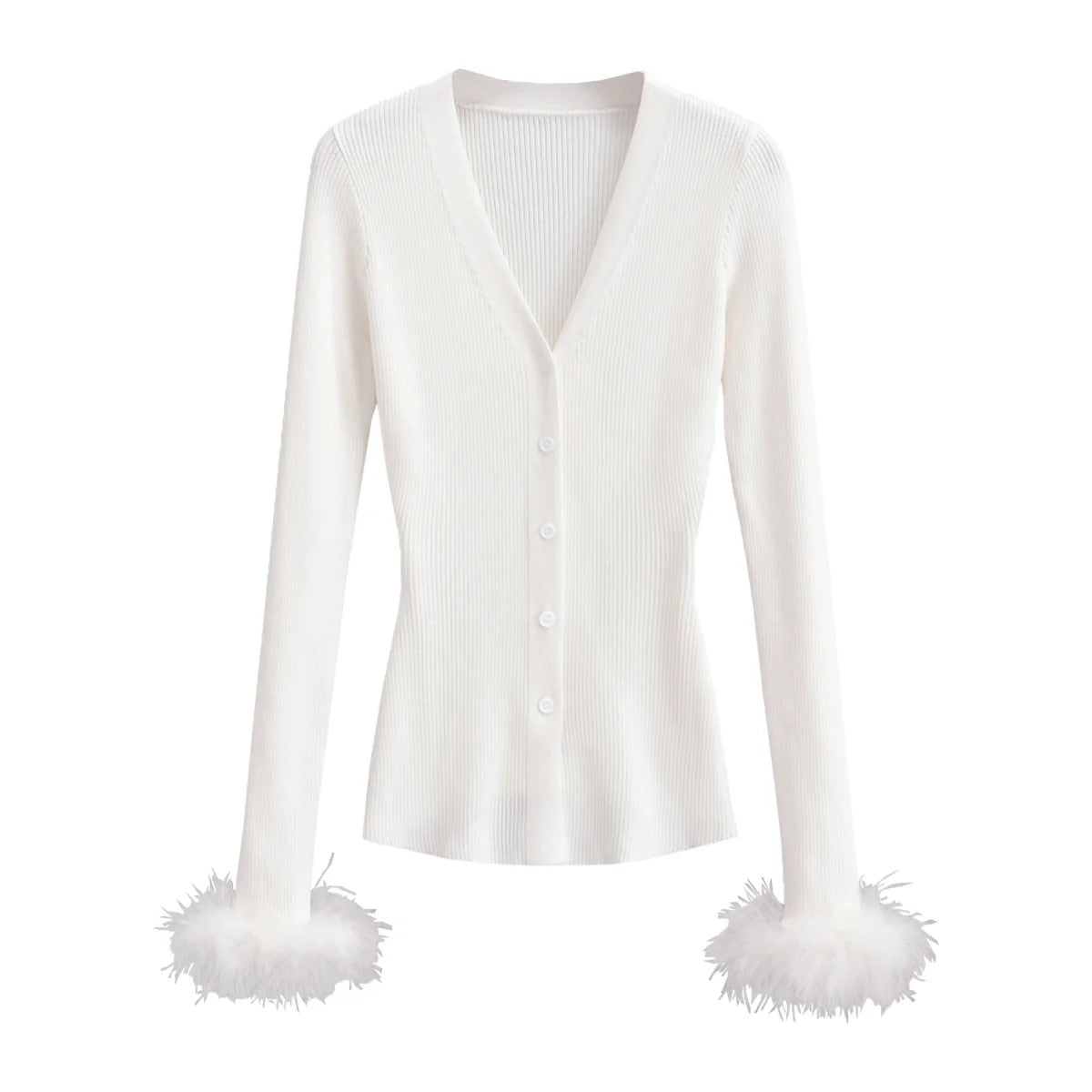 Cuff Furry Knitted Long Sleeves Autumn Inner Wear Cardigans