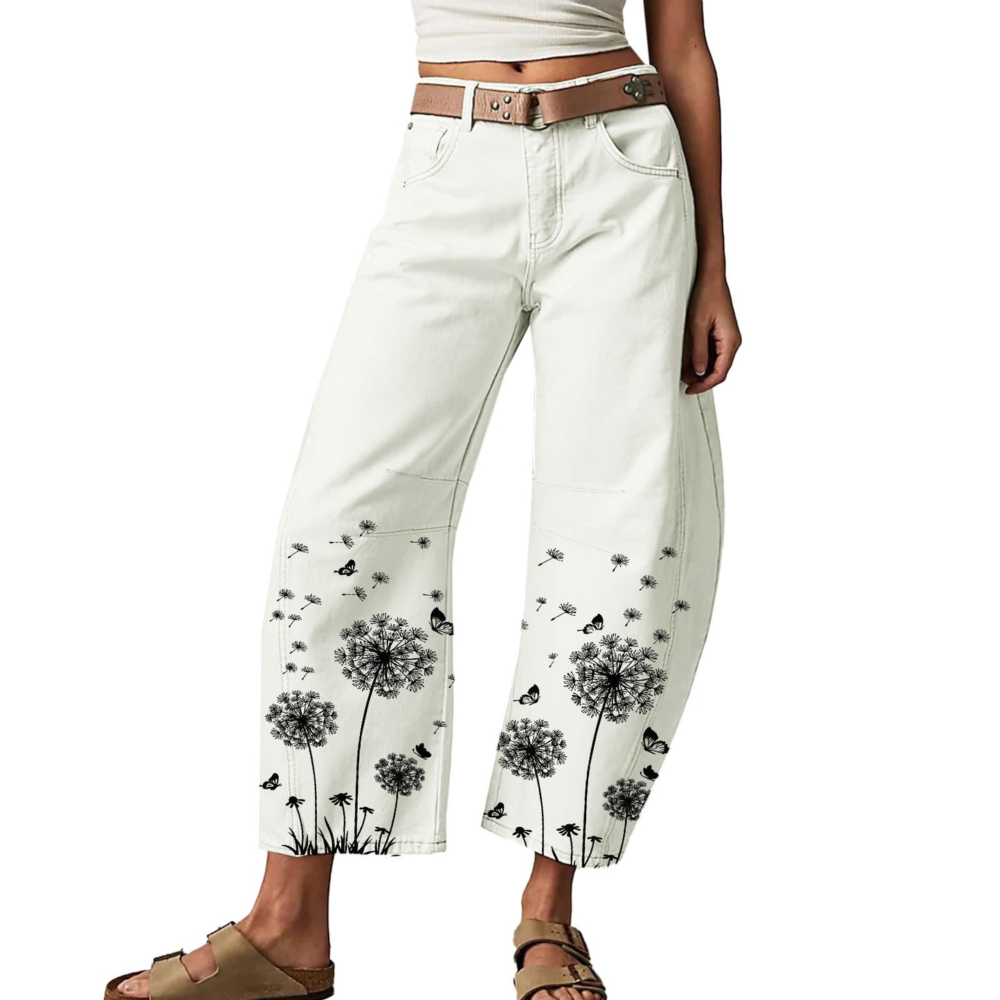 Fashionable Printed Loose Casual Slim Stretchy Jeans