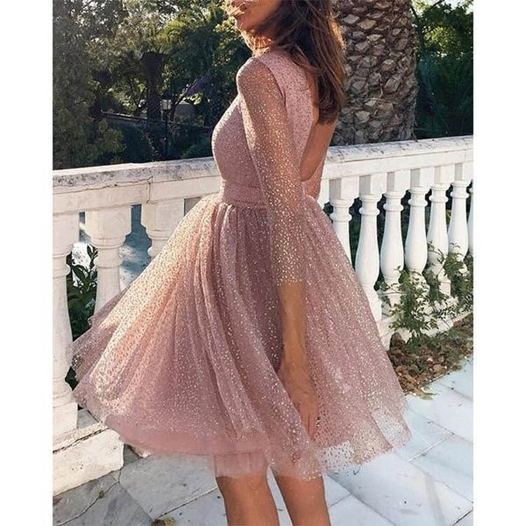 Women's Summer Fashion Long Sleeve Dress High Wedding Dresses