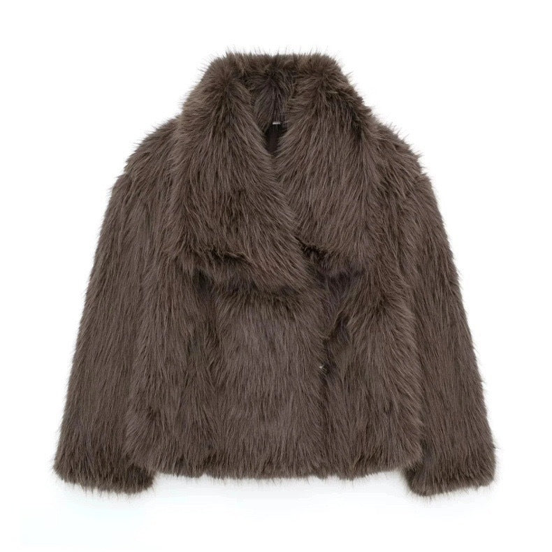 Women's Fur Large Lapel Street Shot Fluffy Coats
