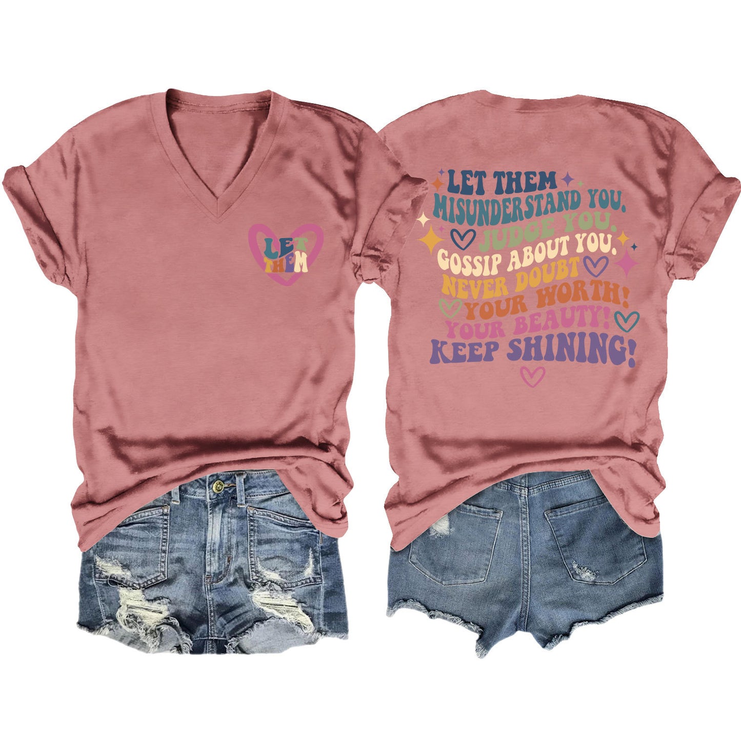 Women's Funny Letter Elegant T-shirt Duplex Printing Blouses
