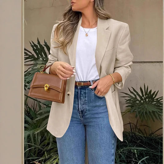 Women's British Style Casual Long Sleeve Loose Slimming Blazers