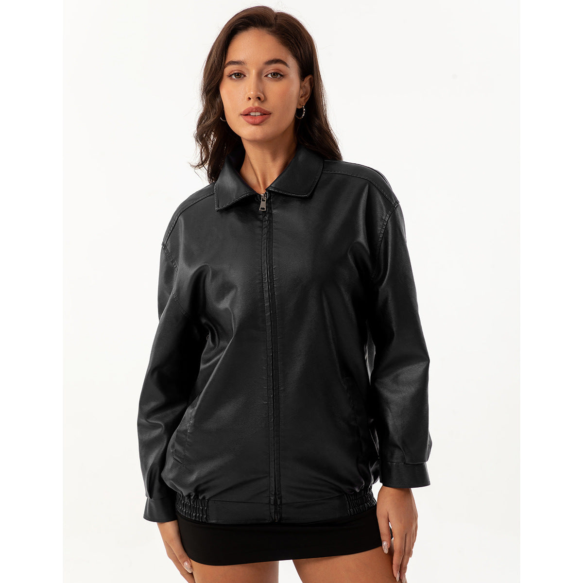 Popular Loose Leather Female Lady Long Jackets