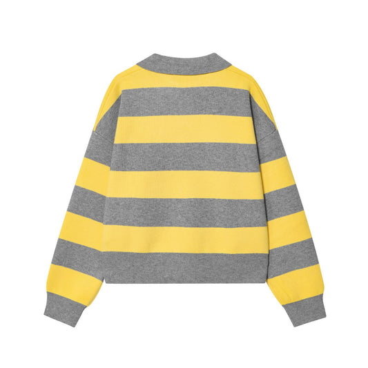 Women's Collar Long Sleeve Contrast Color Striped Sweaters