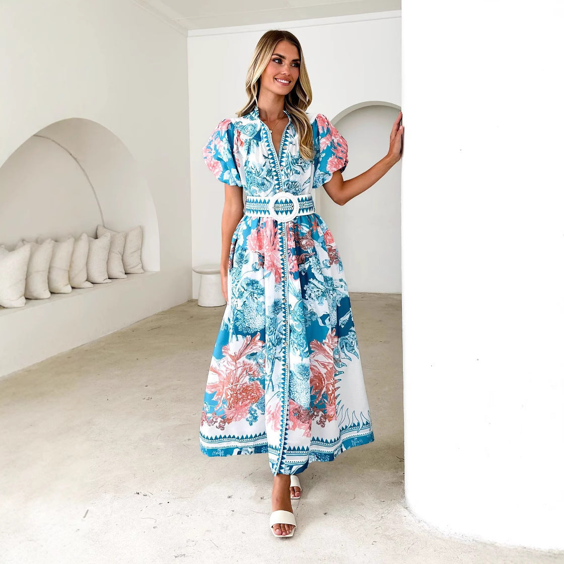 Summer Fashion Casual Positioning Lace Printing Dresses